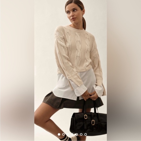 Anthropologie Tops - Anthropologie X Pilcro Cable Twofer Sweater Small